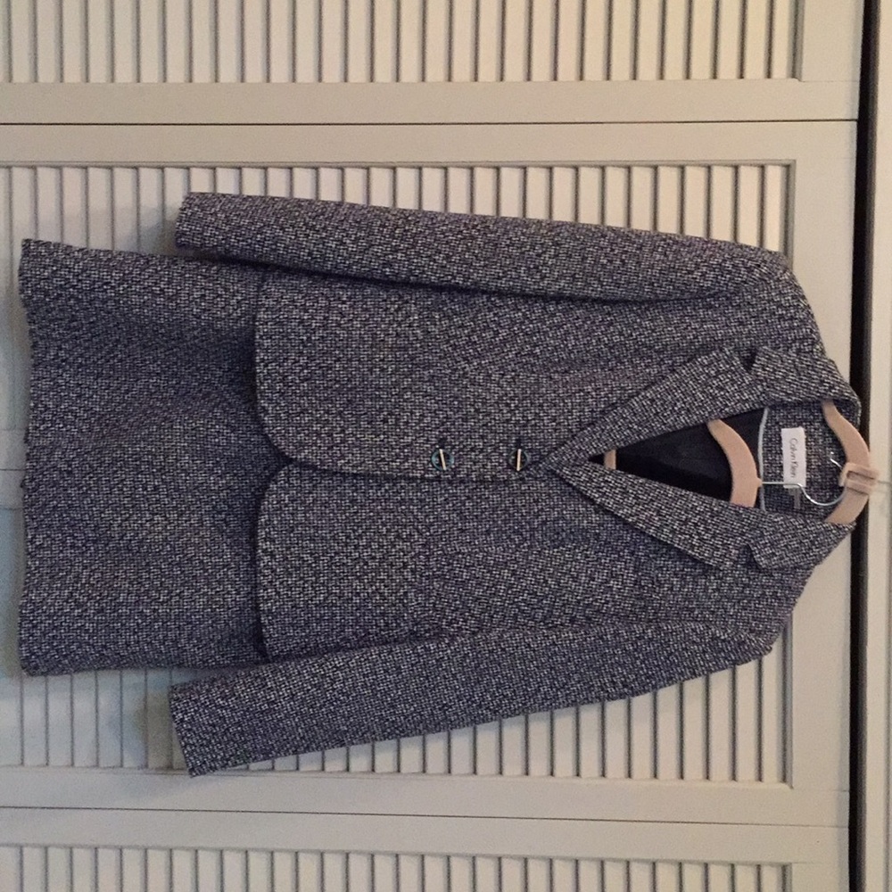 Calvin Klein navy tweed skirt suit